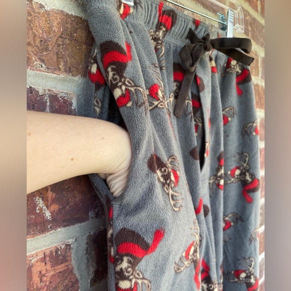 Men’s Gray Stafford Santa Buck Deer Fleece Sleep Lounge Pants Size Small - Picture 6 of 8